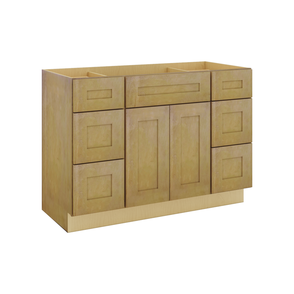 Modernform Cabinet Natural Shaker 48" W X 34 1/2" H X 21" D Combo Cabinet 2 Doors/6 Drawers/1 False Front